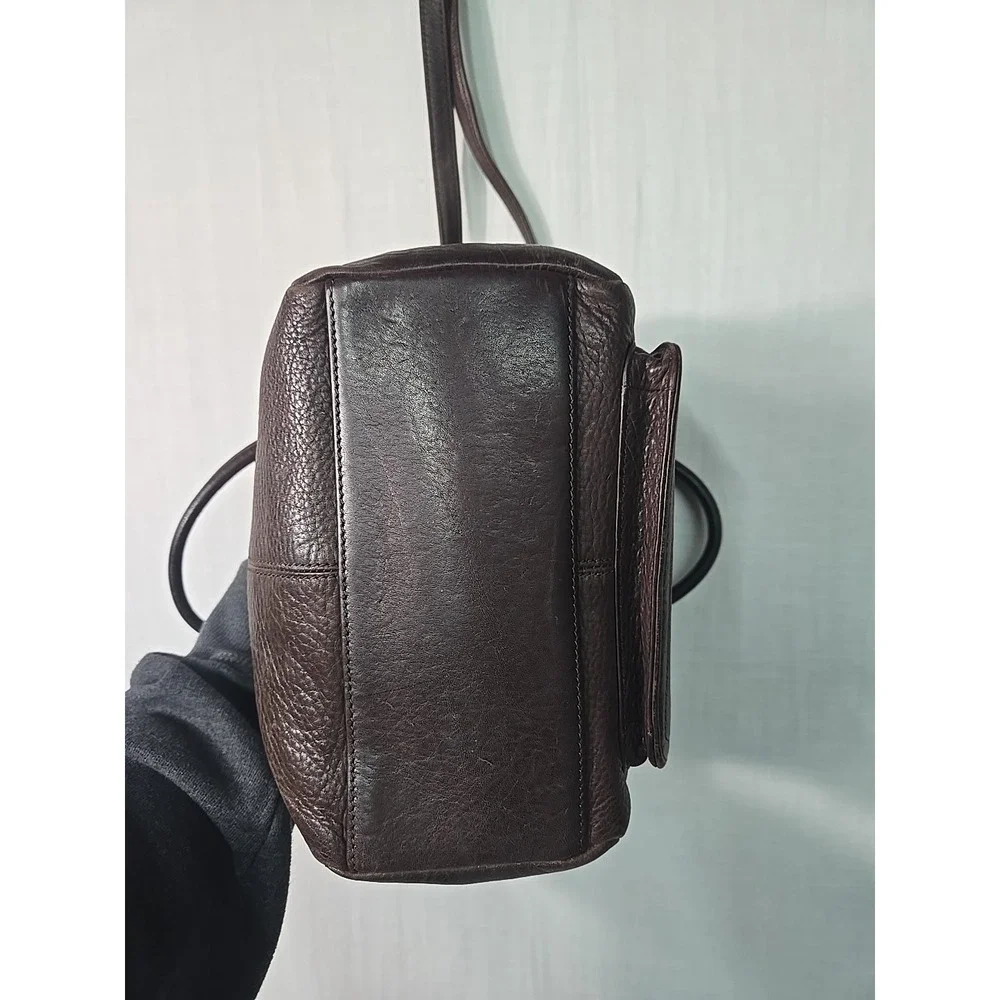 VTG Fossil Brown Pebbled Leather‎ Pockets Top Handle Small Satchel Crossbody Bag